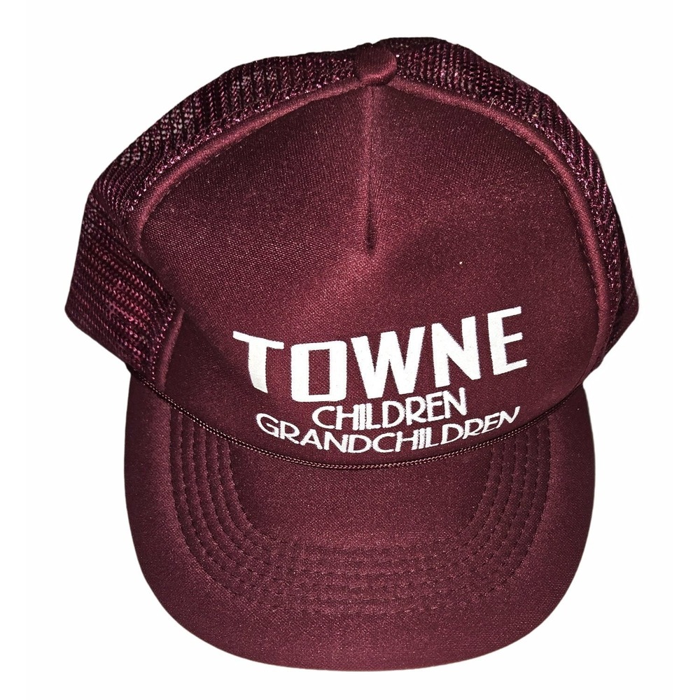 Vintage Towne Children Grandchildren Trucker Hat Cap Maroon Snapback Capital Cap